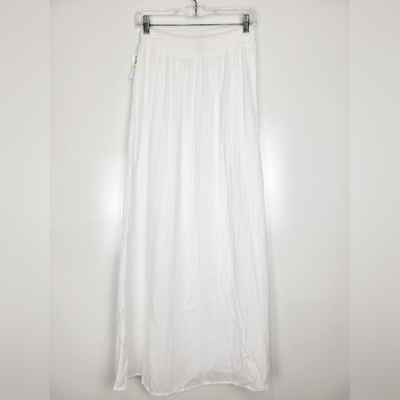 NWT Becca by Rebecca Virtue Cotton Gauzy Slit Cover-Up Skirt in White - Picture 8 of 10